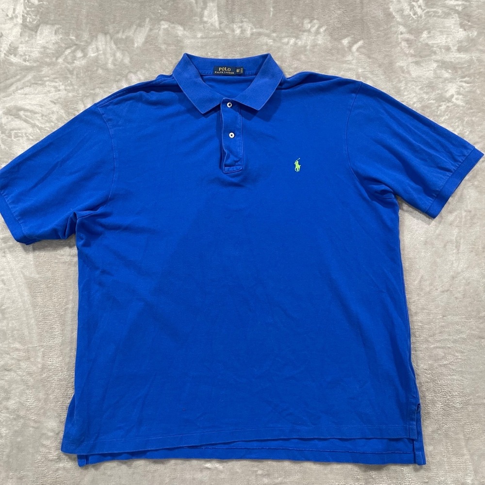 Polo Ralph Lauren Shirt Mens 2XLT Blue Polo Short Sleeve Preppy Pony